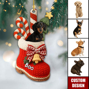 Personalized Dog In Christmas Shoe Ornament- Gift For Dog Lovers