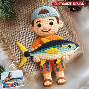 Custom Photo Crochet Ornament - Personalized Christmas Birthday Fishing Gifts For Fisherman - Master Baiter Since Day One