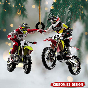 Personalized Motocross Partner Christmas Ornament - Gift For Motorbike Driver