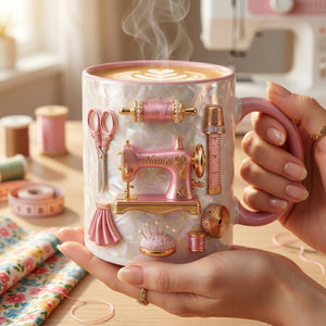 Personalized Sewing Pink Mug - Gift For Sewing Lovers