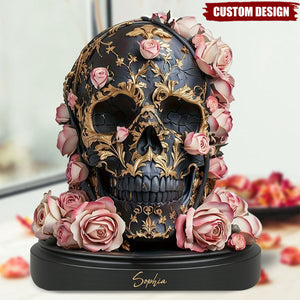 Ornate Floral Skull - Personalized Skull Custom Shaped Acrylic Plaque