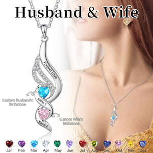Husband & Wife-Personalized Birthstone Necklace