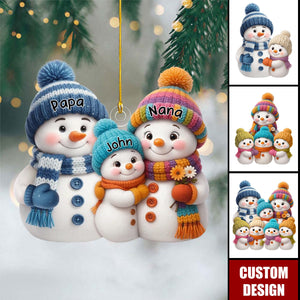 Personalized Snowman Christmas Ornament - Gift for Grandma Grandpa