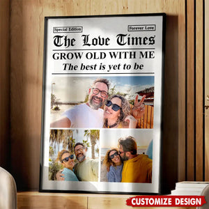 Personalized The Love Times Newspaper Themed Romantic Couple Poster - Gift for Couples