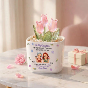 Linked Together Cartoon - Personalized Custom Glass Everlasting Tulips