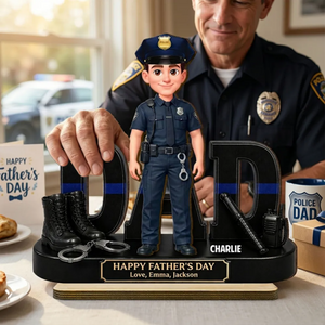 Proud Police Officer Dad - Personalized Wooden Plaque - Father's Day Gift For Dad