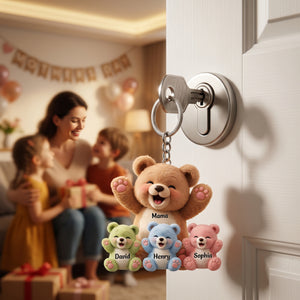 Personalized Mama/Nana Love Kids Bear Keychain