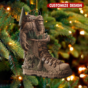 Personalized Hiking Boot Forest Christmas Ornament