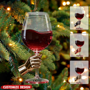 Personalized Wine Glass Christmas Ornament