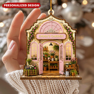 Custom Greenhouse Garden Wooden Ornament - Personalized Name Gift