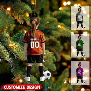 Personalized Kid Soccer Player Ornament - Gift For Soccer Young Lovers