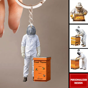 Personalized Beekeeper Keychain-Gift For Honeybee Keeper