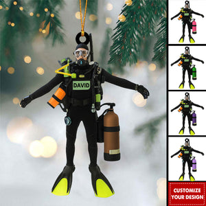 Personalized Scuba Diving Christmas Ornament - Gift for Scuba Divers, Ocean & Adventure Lovers
