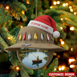 Personalized Fishing Hat Christmas Ornament - Gift for Fisherman