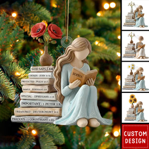 Personalized God Says I Am Girl Ornament- Gift For Book Lover