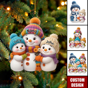Personalized Snowman Christmas Ornament - Gift for Grandma Grandpa