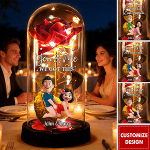 You & Me We Got This - Personalized Couple Everlasting Rose Dome Lamp