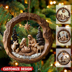 Personalized Nativity Scene Christmas Ornament