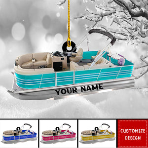 Personalized Pontoon Boat Acrylic Christmas Ornament - New Release