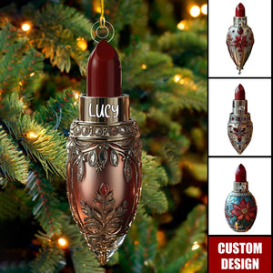 Personalized Lipstick Christmas Ornament - Gift For Beauty Lovers