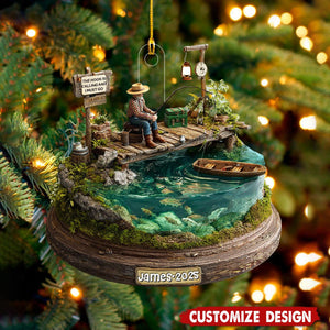 Personalized Fishing Man Christmas Ornament