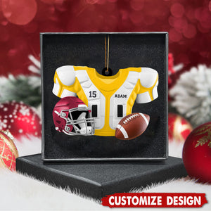 Personalized American Football Christmas Ornament, Personalized Gift for Football Player
