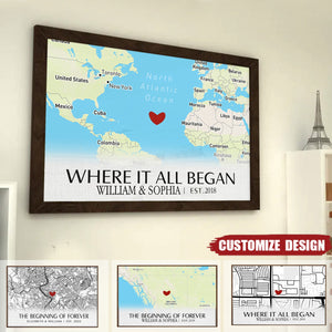 Where It All Began - Couple Personalized Custom Horizontal Poster - Gift For Husband Wife, Anniversary
