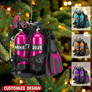 Personalized Scuba Diving Acrylic Christmas Ornament - Gift for Scuba Lovers