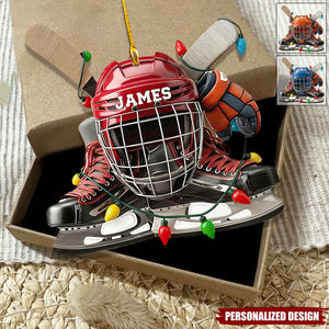 Personalized Ice Hockey Ornament Gift for Boys Girls Hockey Fans