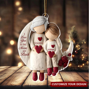Grandma And Grandchild Moon Love - Personalized Acrylic Ornament
