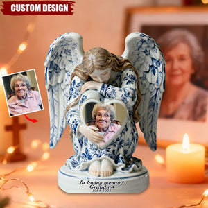 In Loving Memory Toile De Jouy Angel - Personalized Memorial Acrylic Plaque