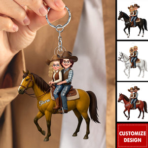 Personalized Horse Couple Acrylic Keychain - Gift For Couple, For Horse Lovers