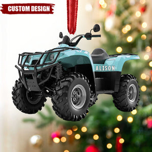 Personalized Quad Bike Christmas Ornament, Off Road Dirt Bike Ornament, Quad Racer Dirt Bike Rider Ornament With Name, 2D Acrylic Ornament