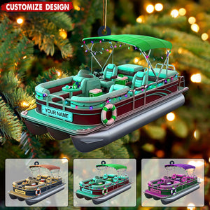 Personalized Pontoon Boat Christmas Ornament - Gift For Boat Lover