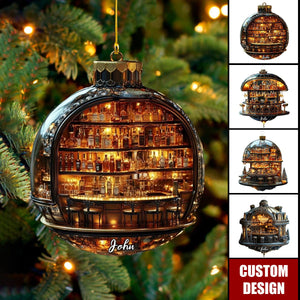 Personalized Luxury Miniature Bar Christmas Ornament - Whiskey Bottle Decoration For Men
