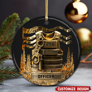 Personalized Police Officer Ceramic Ornament - Serve And Protect