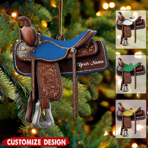 Personalized Western Horse Saddle Ornament - Gift for Riders Cowboy Cowgirl