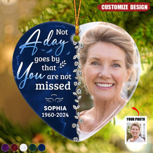 Custom Photo Forever In Our Hearts - Personalized Ceramic Ornament - Christmas Gift, Sympathy Gift For Family Members- 2024 New Release