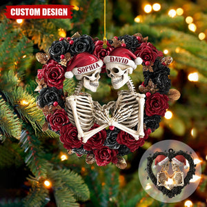 Personalized Skeleton Couple Acrylic Christmas Ornament - Gifts For Lovers