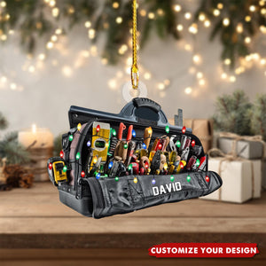 Custom Name Plumber Tool Bag Personalized Ornament, Christmas Tree Hanging Decor, Christmas Ornament, Flat 2D Ornament