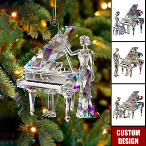 Personalized Crystal Style Piano Christmas Ornament