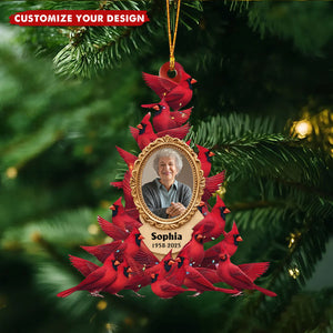 Whispers Of Heaven - Personalized Cardinal Memorial Photo Acrylic Ornament