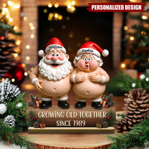 Growing Old Together-Personalized Couple Christmas Plaque-Gift For Couples And Parents