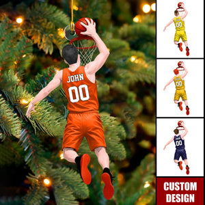 Basketball Jumping Dunking Personalized Ornament - Gift For Basketball Lovers
