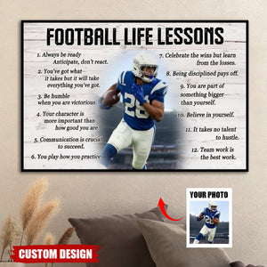Custom Photo, Football Life Lessons-Personalized Poster, Gift For Football Lover