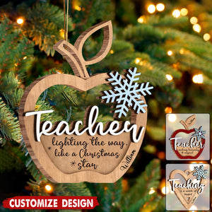 Personalized Teacher Wooden Christmas Ornament - Gift For Teacher