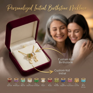 Personalized Initial Birthstone Necklace-Mothers Day Gift