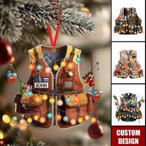 Personalized Fishing Vest Christmas Ornament, Gift For Fishing Lovers