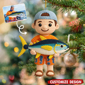 Custom Photo Crochet Ornament - Personalized Christmas Birthday Fishing Gifts For Fisherman - Master Baiter Since Day One