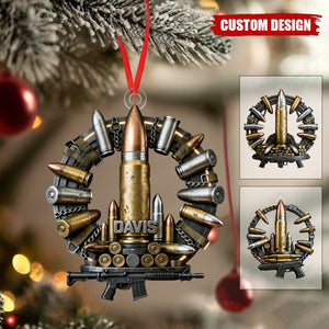 Personalized Gun Bullet Ornament - Gift For Amry, Gun Lovers